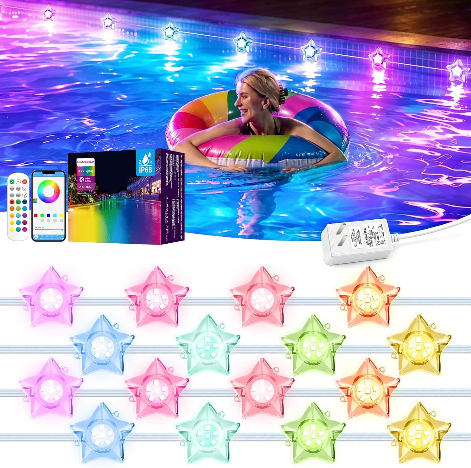Pool Light Solar Rechargeable - 태양광 수영장 조명 사계절 멀티 컬러