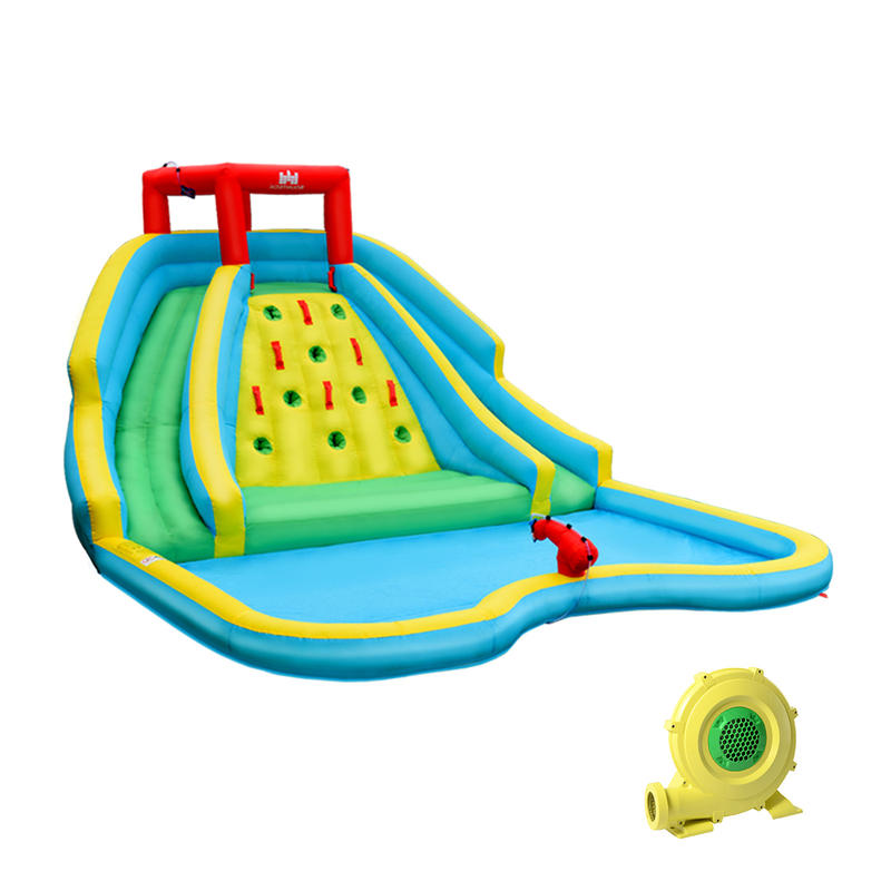 Water Slide Inflatable - 이중 슬라이드와 클라이밍 월이 있는 풍선형