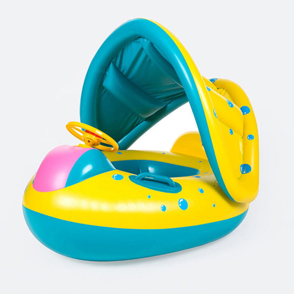 Pool Float Ring Inflatable - 1개입 노란색 햇빛 가리개 시트 링
