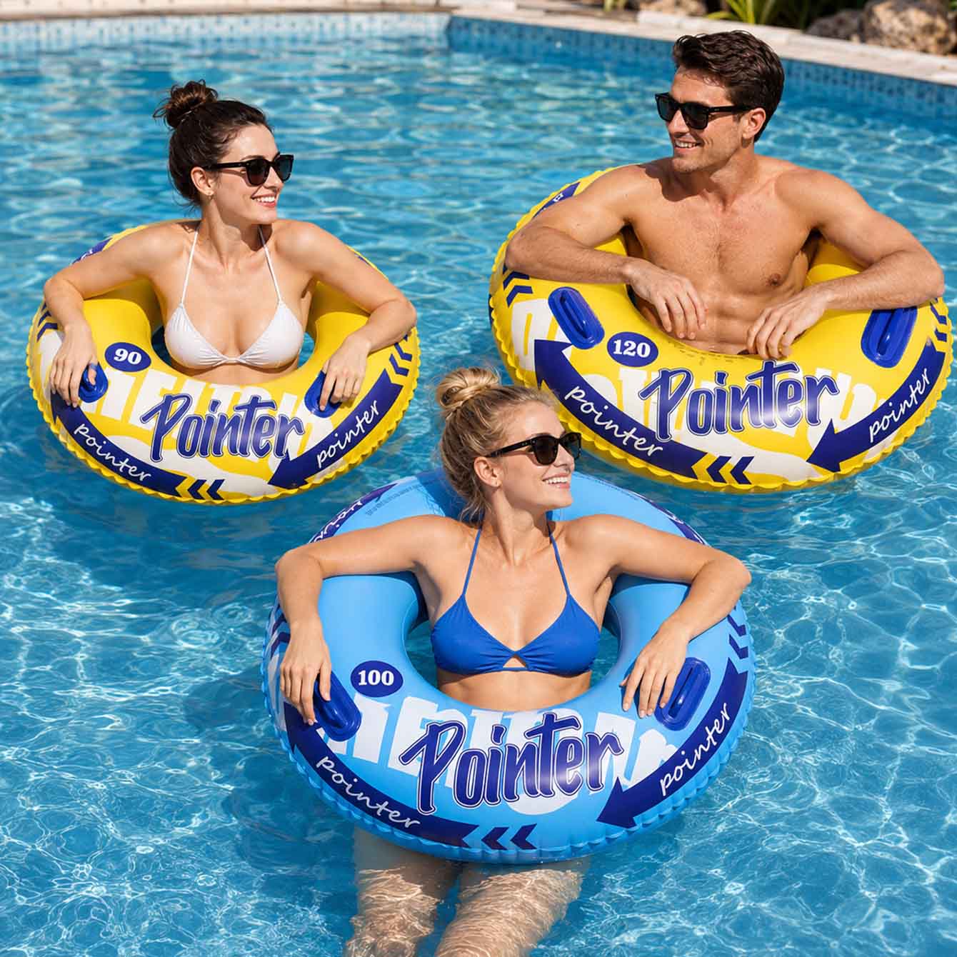 Pool Float Ring Inflatable - 손잡이가 있는 1PC 풍선형 수영 링