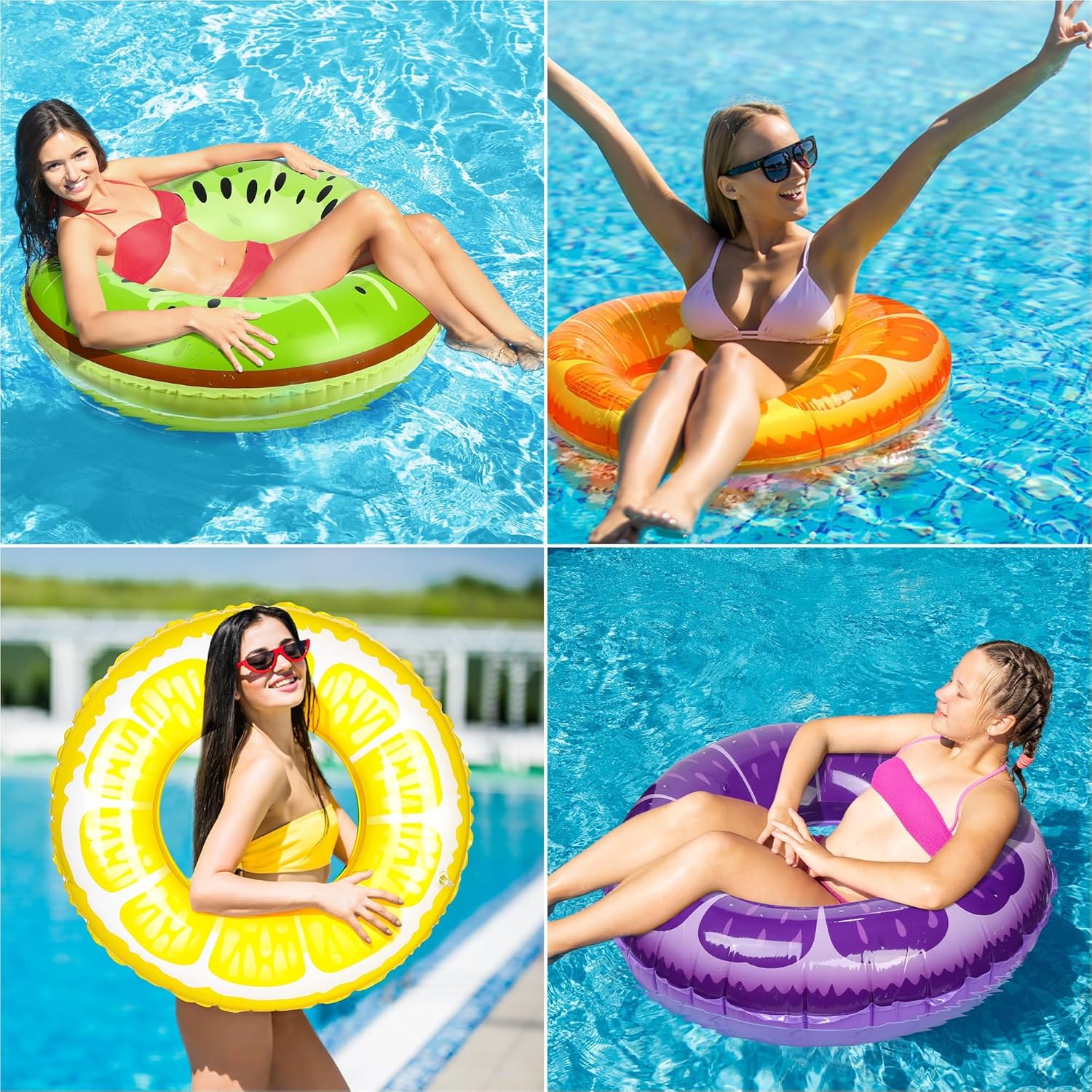 8개들이 과일 디자인(오렌지, 레몬, 포도, 키위) 2 - Pool Float Ring Inflatable 리뷰 및 가격