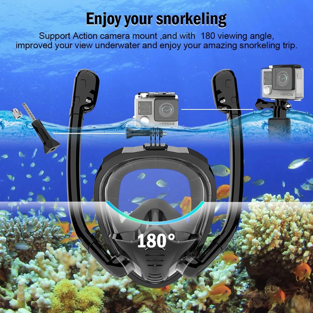 풀 페이스 스노클 마스크 180 ° 파노라마 뷰 실리콘 - Snorkel Mask Full Face 리뷰 및 가격