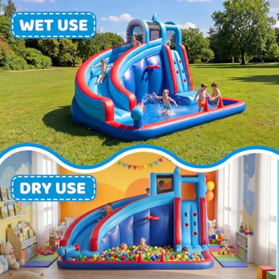 450W 송풍기, PVC 소재, 파란색과 노란색, 빠른 - Water Slide Inflatable 리뷰 및 가격
