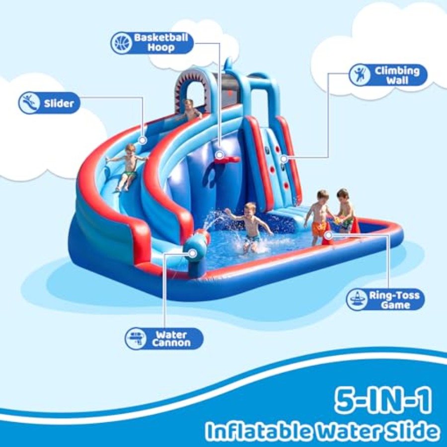 450W 송풍기, PVC 소재, 파란색과 노란색, 빠른 - Water Slide Inflatable 리뷰 및 가격