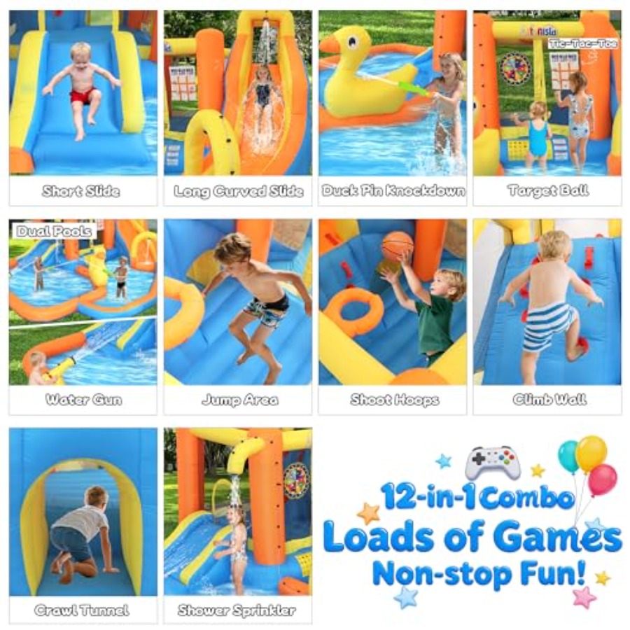 3~10세 어린이용 뒷마당 풍선형 워터파크: PVC 블 - Water Slide Inflatable 리뷰 및 가격