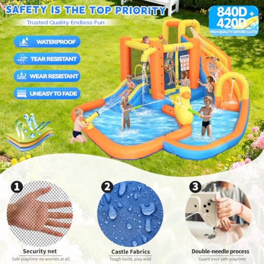 3~10세 어린이용 뒷마당 풍선형 워터파크: PVC 블 - Water Slide Inflatable 리뷰 및 가격