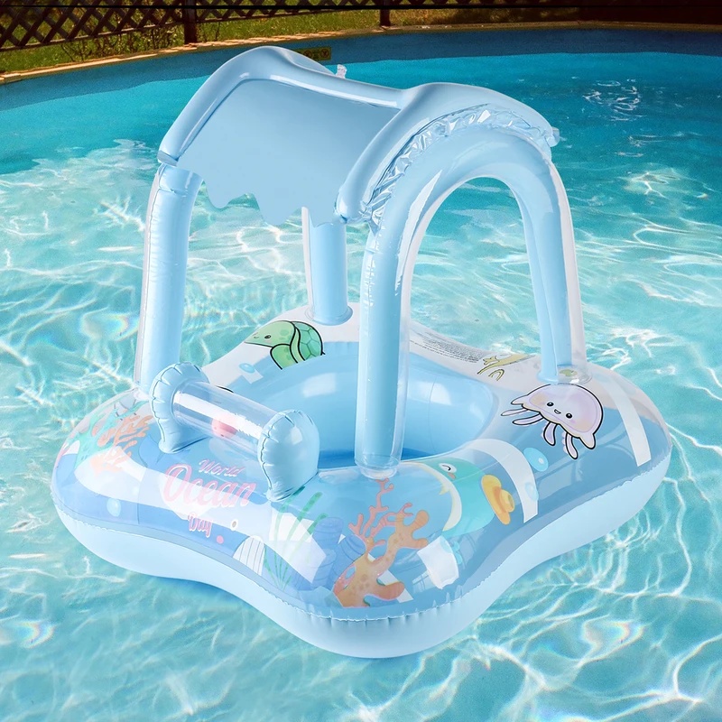 햇빛 가리개가 달린 에어 매트형 수영장 둥지, 편안한  - Pool Float Ring Inflatable 리뷰 및 가격