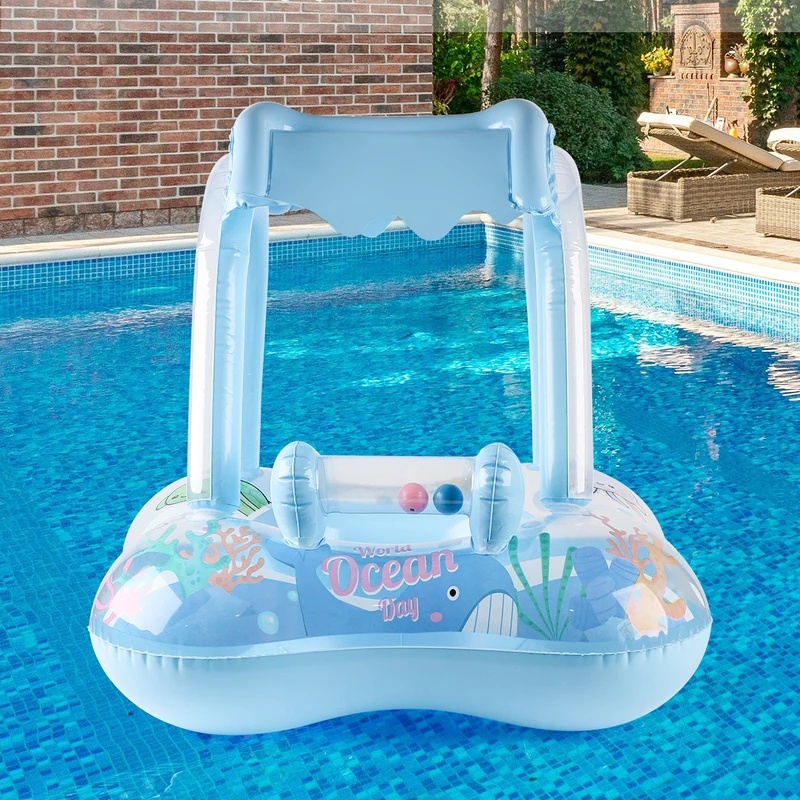 햇빛 가리개가 달린 에어 매트형 수영장 둥지, 편안한  - Pool Float Ring Inflatable 리뷰 및 가격