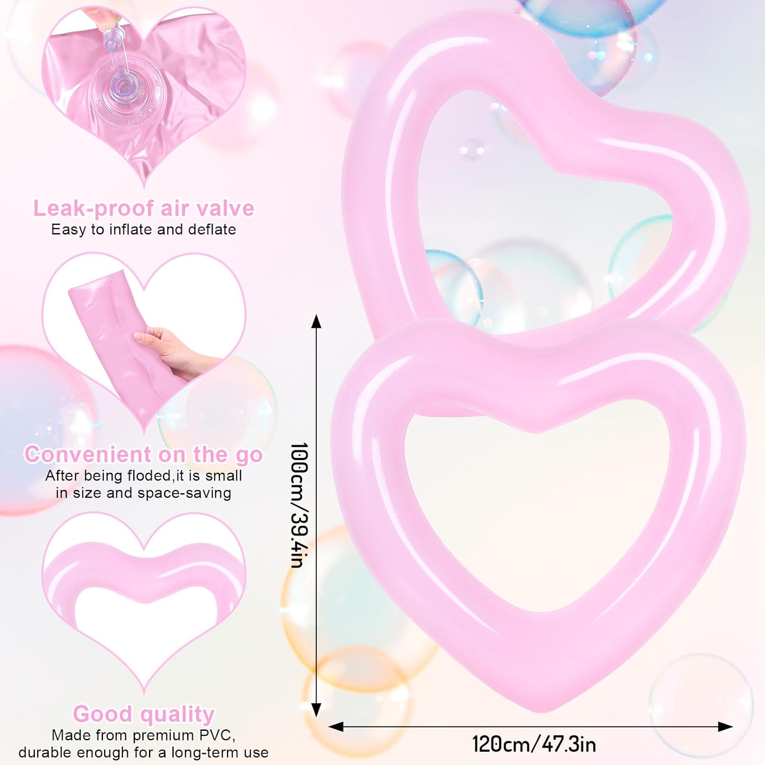 3Pcs 풍선 하트 풀 플로트 수영 하트 모양의 풀 링 - Pool Float Ring Inflatable 리뷰 및 가격